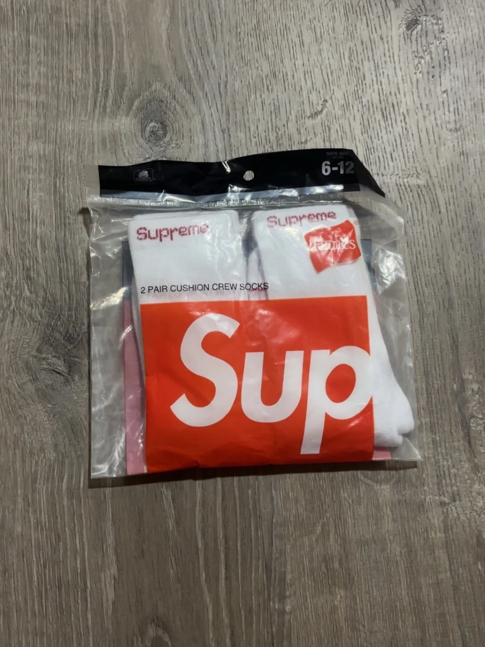Supreme 2-Pack Cushion Crew Socks - White & Red